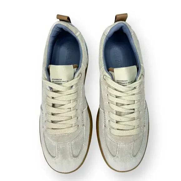 Steve Madden Women's Tucker Platform Sneaker Size 8.5 White Blue Velvet Velour - Picture 2 of 11